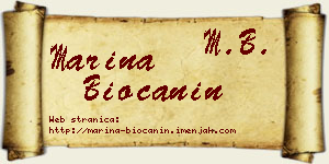 Marina Biočanin vizit kartica